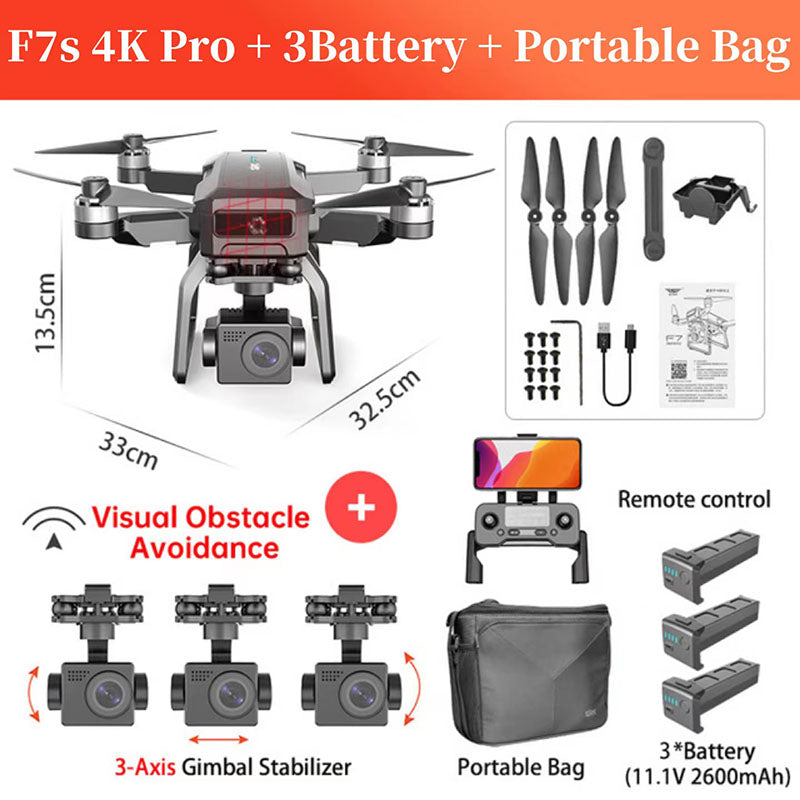 SJRC F7 F7S PRO RC Drone 4K 3-Axis Gimbal Obstacle Avoidance Professional Brushless GPS 5G WiFi Quadcopter