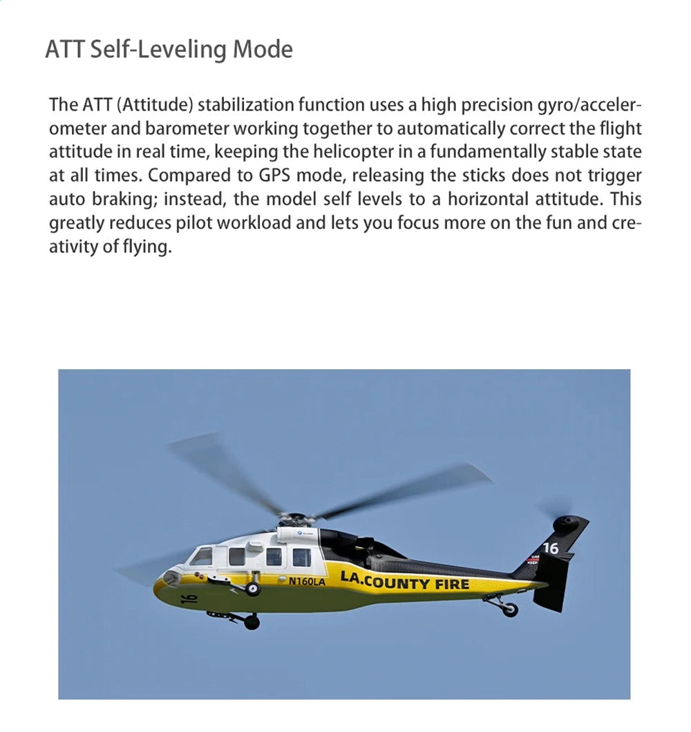 FLYWING UH-60L Firehawk 470L Scale 4-Blade Black Hawk ACE Flight Controller GPS RTF Helicopter