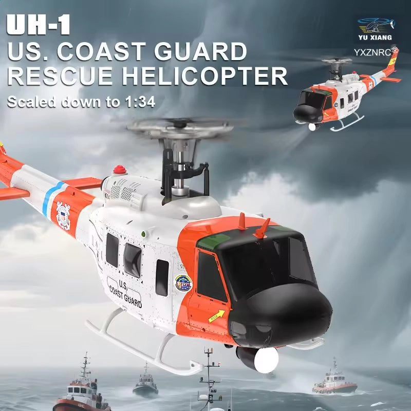 YUXIANG F07S Huey UH-1D RC Helicopter Coast Guard Scale GPS Intelligent Control System