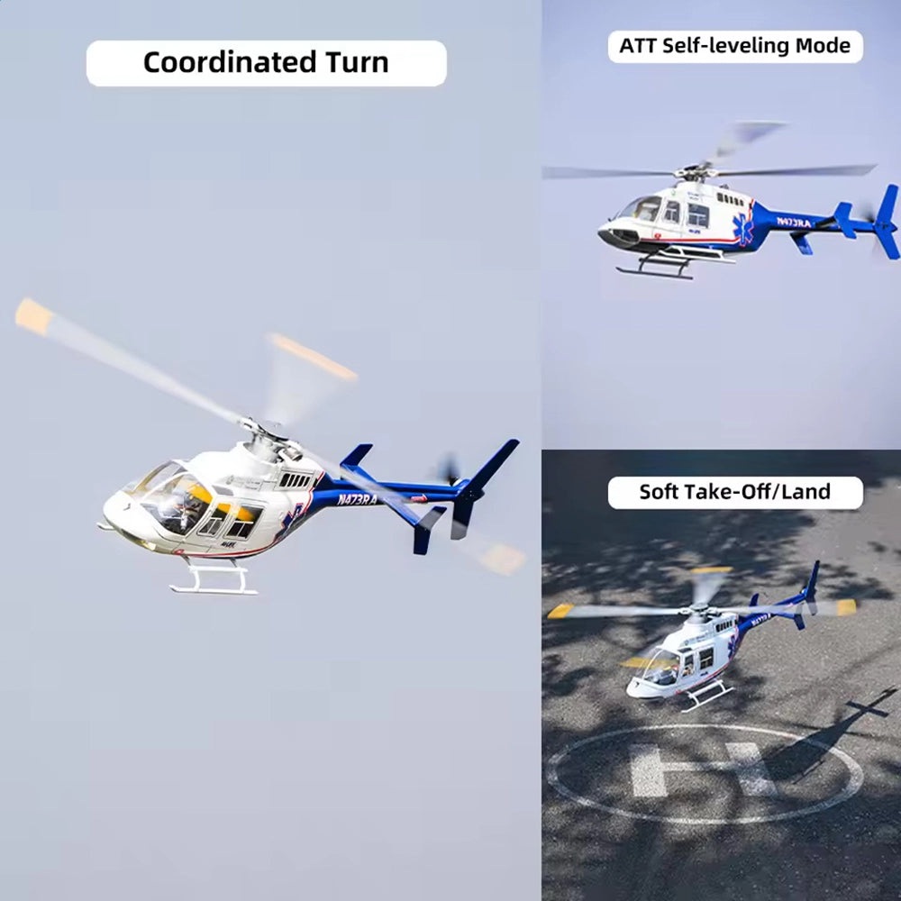FLYWING Bell407 407 Scale RC Helicopter ACE Flight Control 6CH GPS Helicopter LED Light RTF