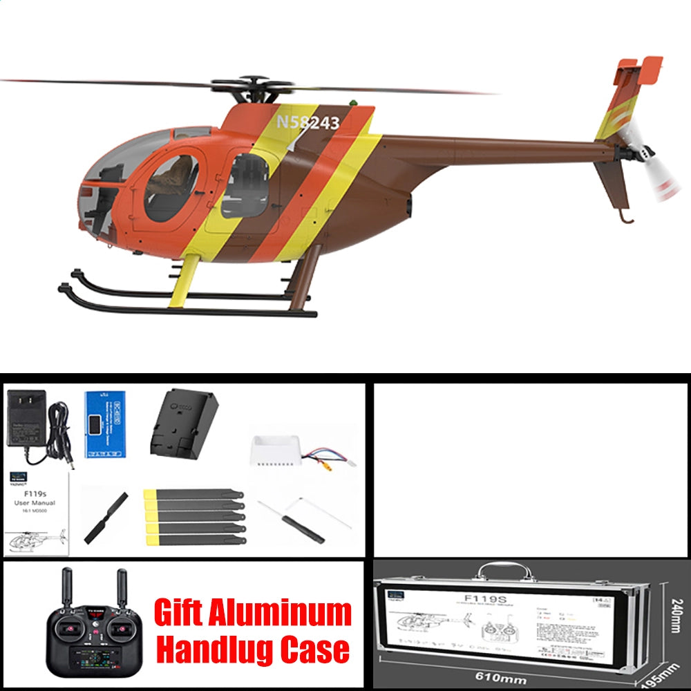 YUXIANG F118S MH-6 Little Bird 250-Class 1/16 Scale FPV 5-Blade Flybarless GPS RTF RC Military Helicopter