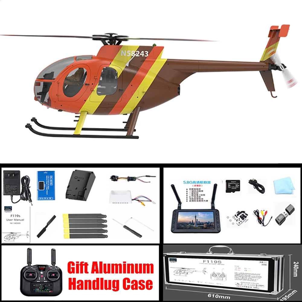YUXIANG F118S MH-6 Little Bird 250-Class 1/16 Scale FPV 5-Blade Flybarless GPS RTF RC Military Helicopter