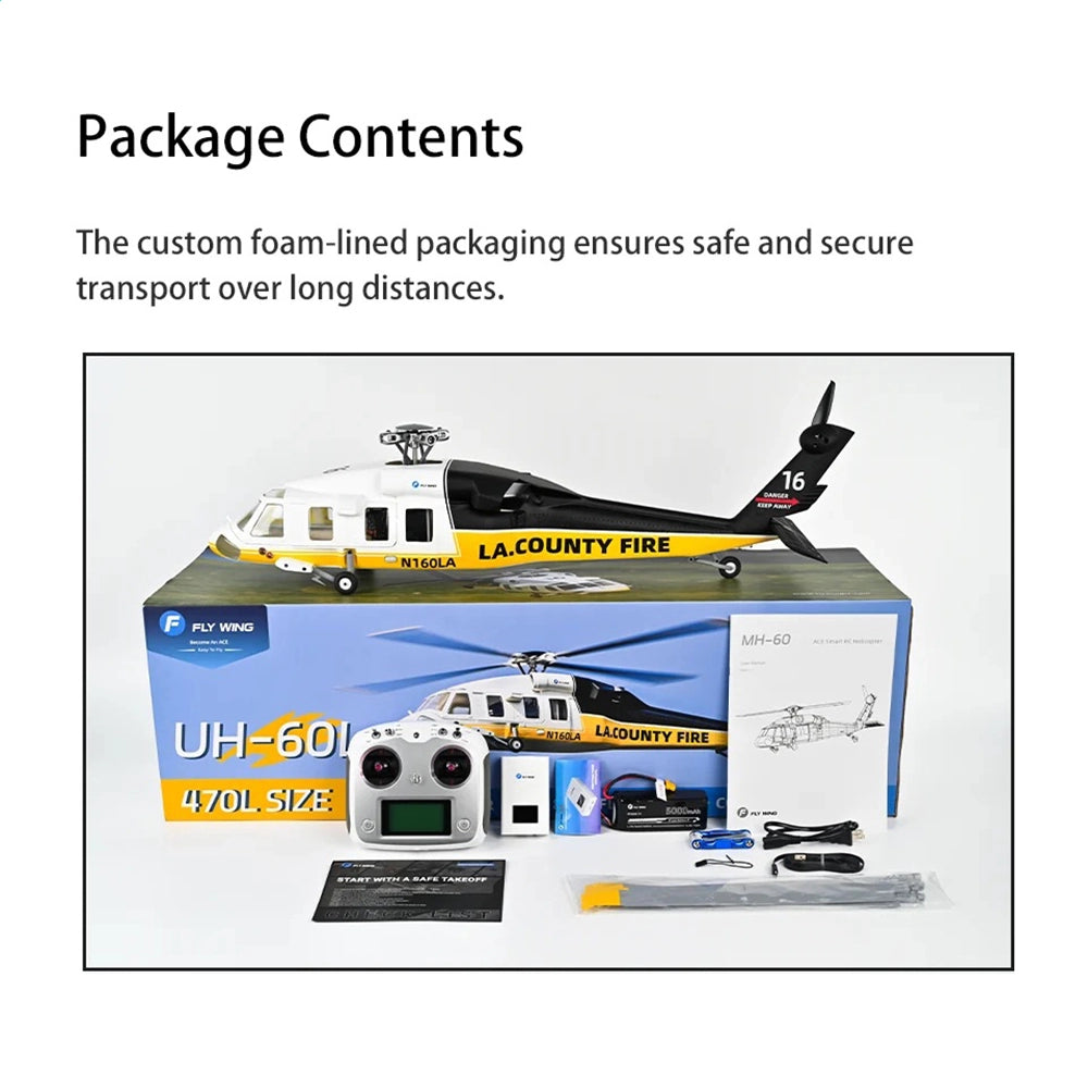 FLYWING UH-60L Firehawk 470L Scale 4-Blade Black Hawk ACE Flight Controller GPS RTF Helicopter