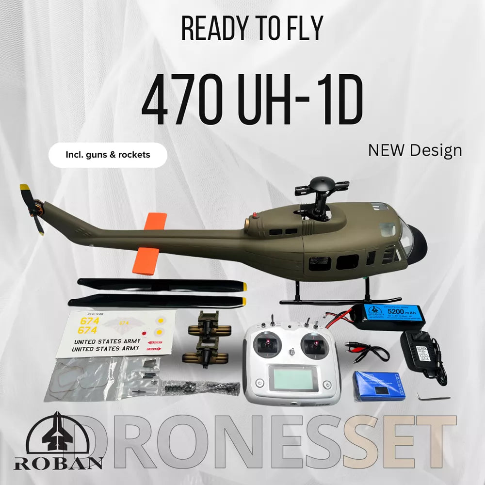 ROBAN 470 Class UH-1D RC Helicopter GPS X2 Flight Control System LED Lighting System PNP/RTF Version Helicopter