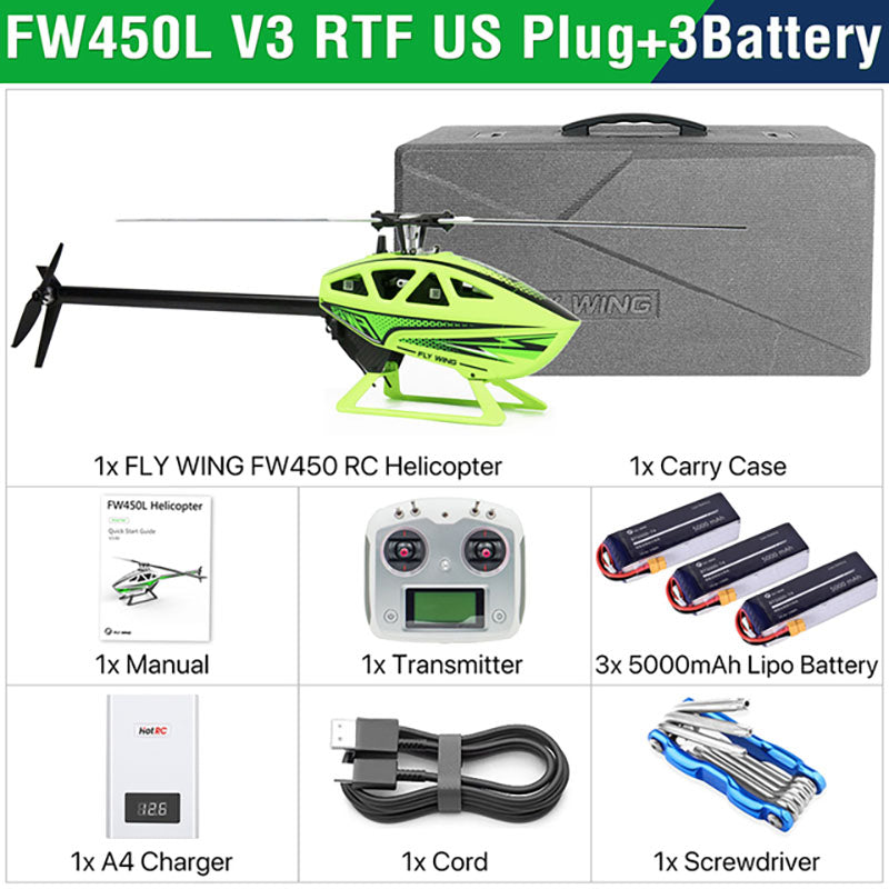 FLY WING FW450L V3 6CH 3D Auto Acrobatics GPS Altitude Hold RC Helicopter RTF/PNP With H1 Flight Control System