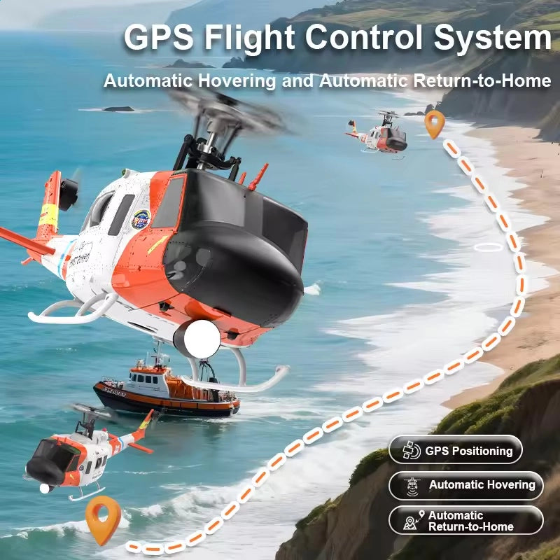 YUXIANG F07S Huey UH-1D RC Helicopter Coast Guard Scale GPS Intelligent Control System