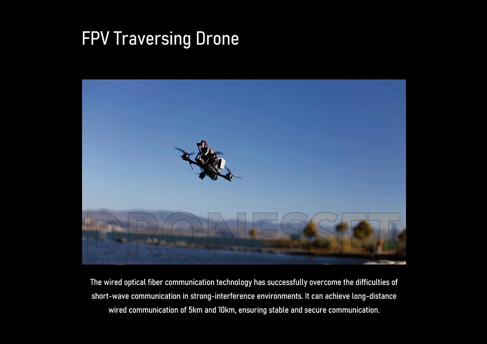 FPV Drone Fiber Optic Image Data Transmission System 5–60km OpticalLink SKY/GBD Ground Receiver Airborne Fiber Optic Relay Extender Module