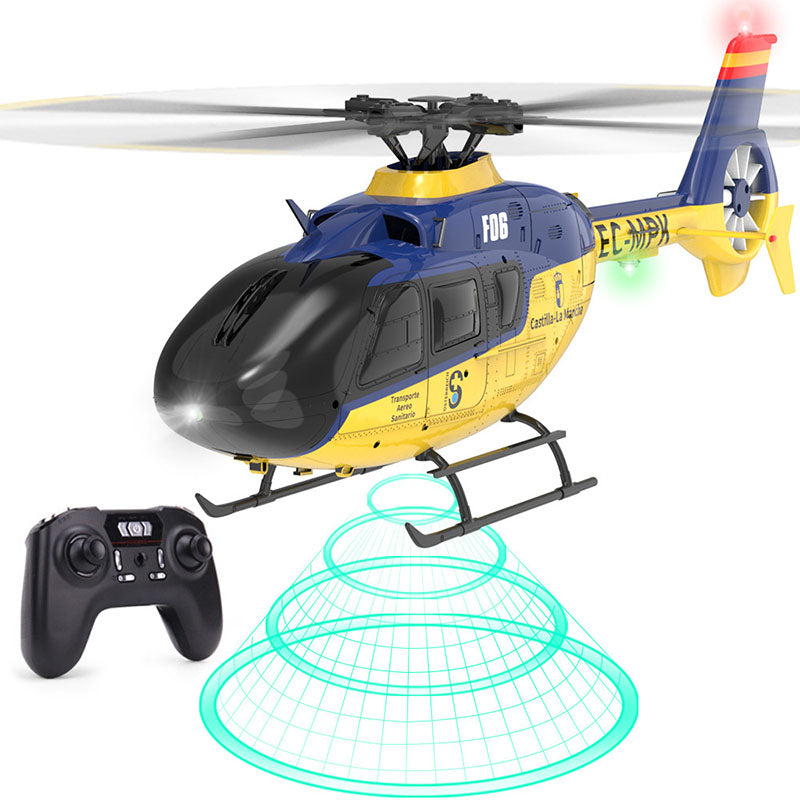 YXZNRC F06 EC135 2.4G 6CH RC Helicopter RTF Direct Drive Dual Brushless One Key 3D Roll Flybarless 1:36 Scale Helicopter toy