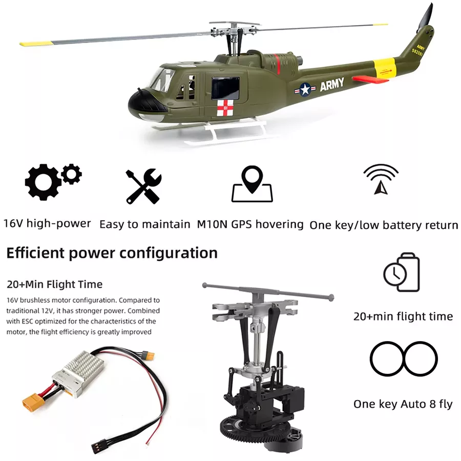 FLYWING UH1 V4 Upgrade Version Class 450L 6CH Brushless GPS Stabilized Altitude Hold RC Helicopter PNP/RTF H1 Flight Controller