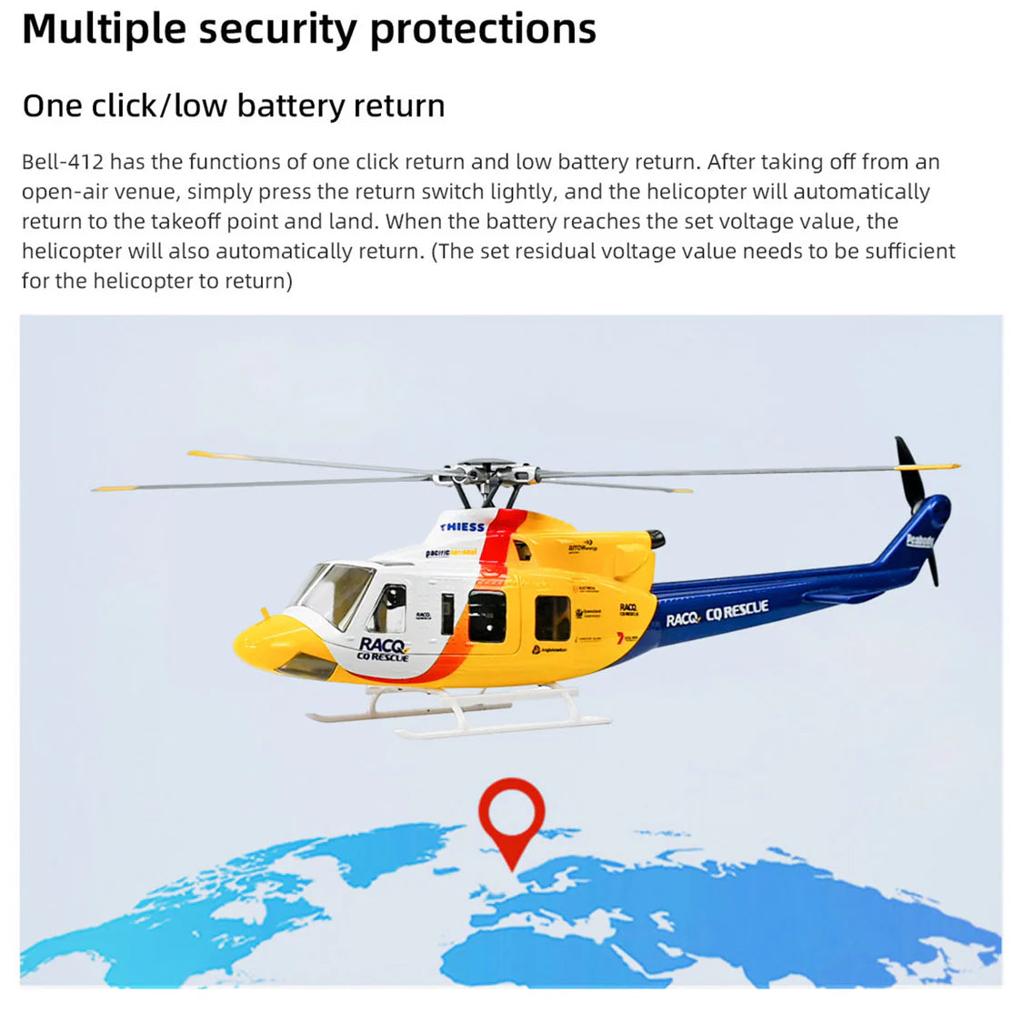 FLYWING Bell 412 V4 470L Military Rescue RC Helicopter Upgraded ACE flight control System RTF Helicopter
