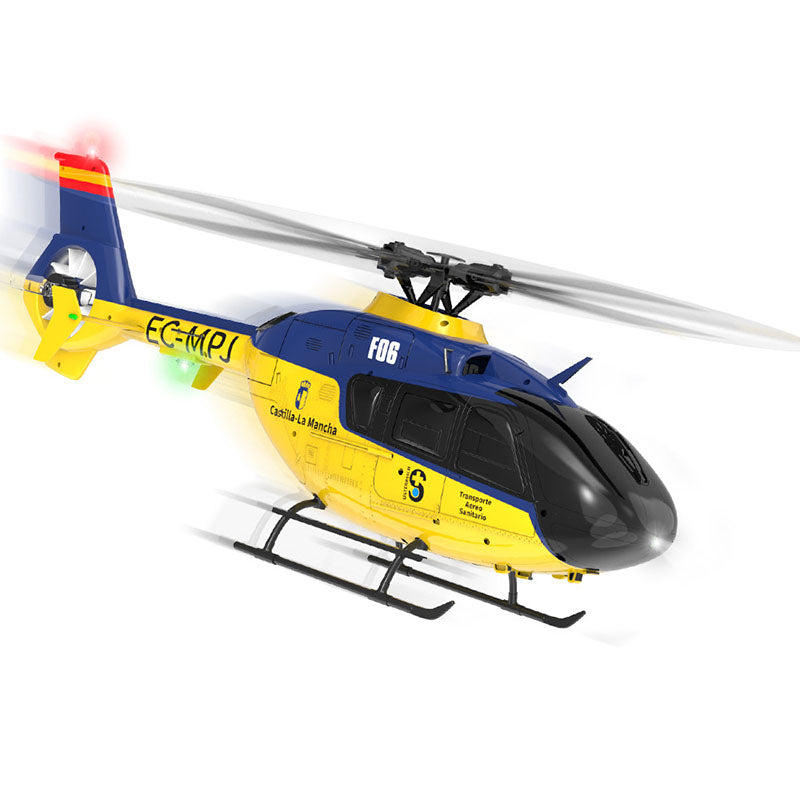 YXZNRC F06 EC135 2.4G 6CH RC Helicopter RTF Direct Drive Dual Brushless One Key 3D Roll Flybarless 1:36 Scale Helicopter toy