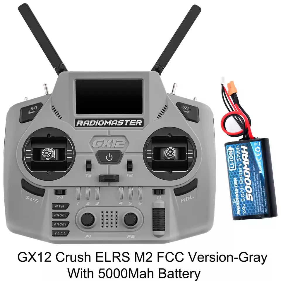 Radiomaster GX12 Crush 1000HZ 3D Digital CNC Hall Gimbal Dual Band Antenna Gemini XROSSBAND EXpressLRS Dopamine Radio Controller