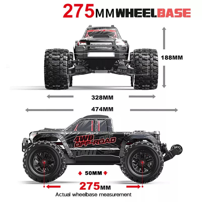 MJX Hyper Go 10208 BigFoot Monster 4WD RC Car 1/10 80km/h High-Speed All-Terrain RC Truck