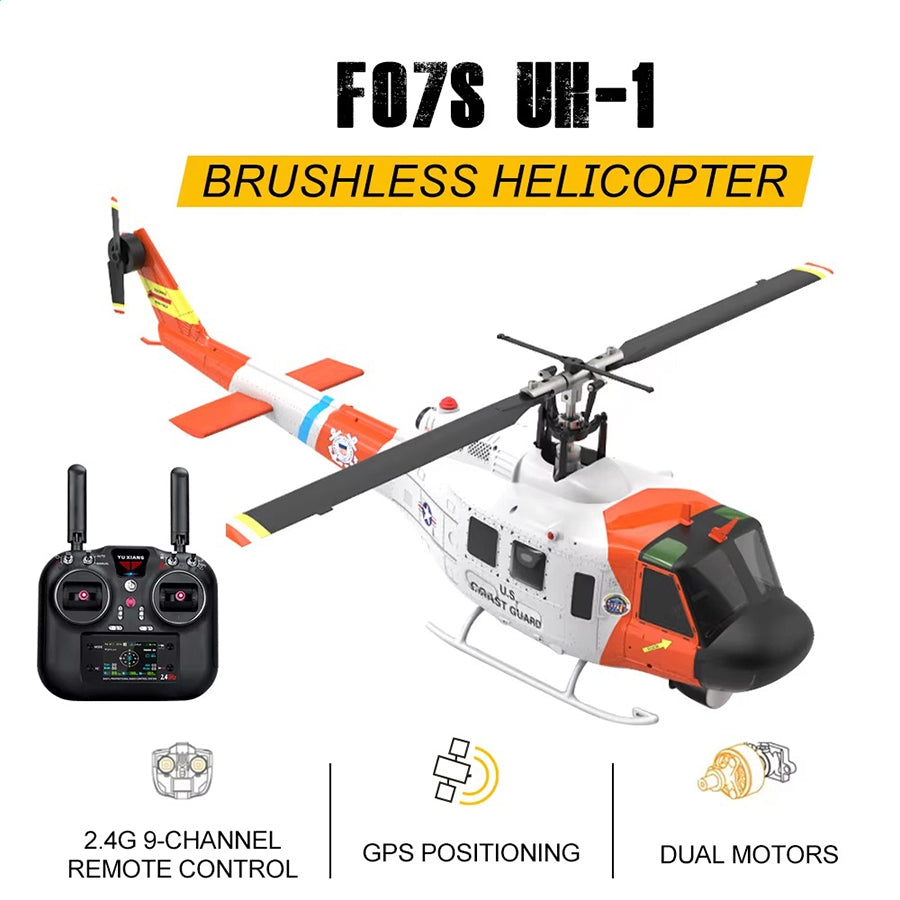 YUXIANG F07H Huey UH-1D NAVY Rescue Scale RC Helicopter GPS Optical Flow Positioning Intelligent Altitude Hold Helicopter