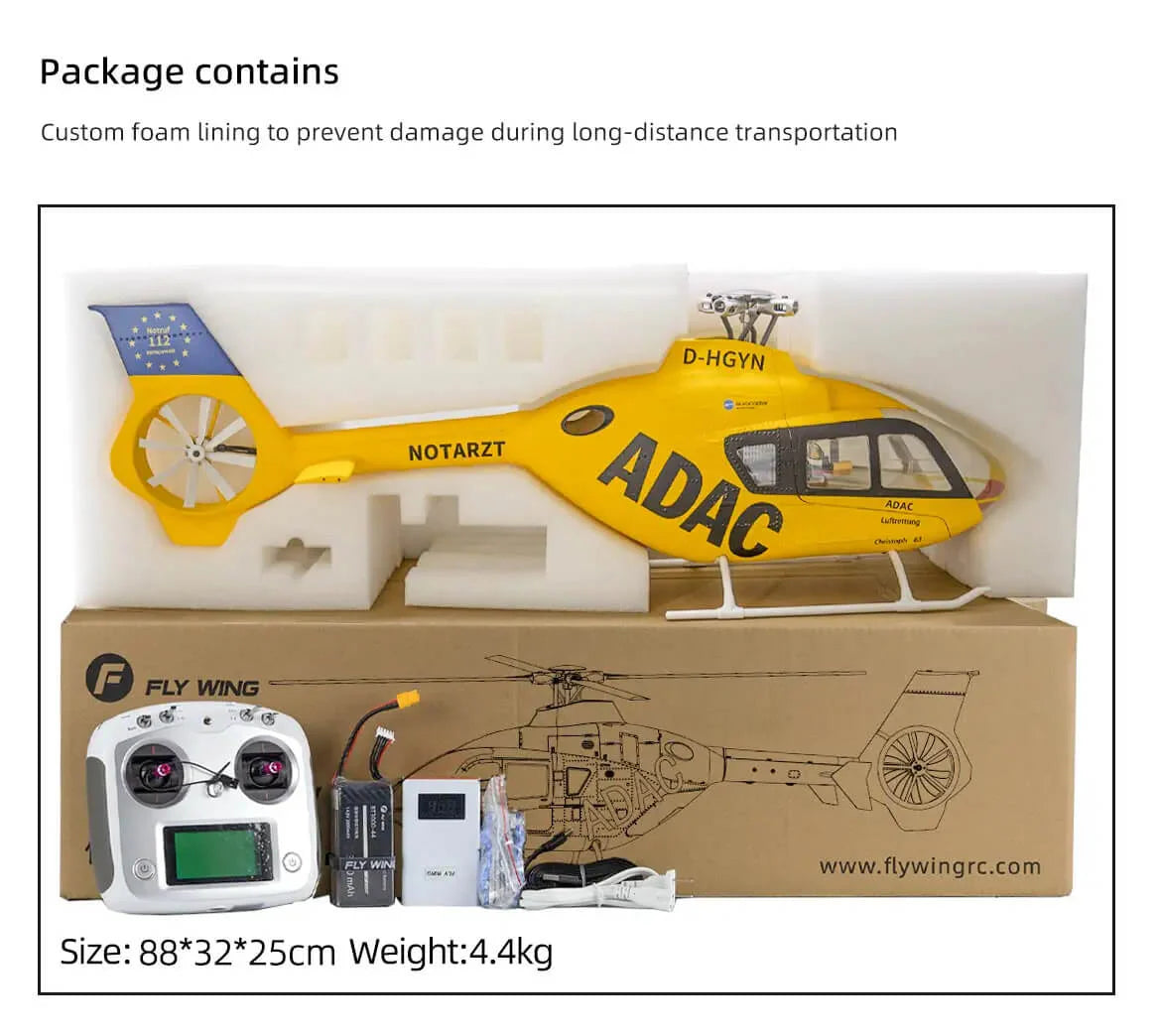 FLYWING EC135 RC Helicopter 470 Scale 6CH RTF with GPS H1 Flight Controller 4 Blade Rotor PNP/RTF Version Helicopter