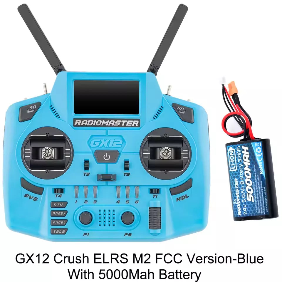 Radiomaster GX12 Crush 1000HZ 3D Digital CNC Hall Gimbal Dual Band Antenna Gemini XROSSBAND EXpressLRS Dopamine Radio Controller