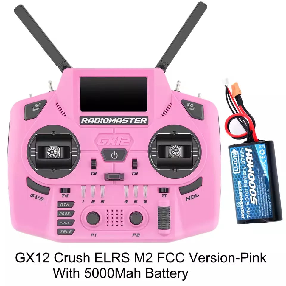 Radiomaster GX12 Crush 1000HZ 3D Digital CNC Hall Gimbal Dual Band Antenna Gemini XROSSBAND EXpressLRS Dopamine Radio Controller