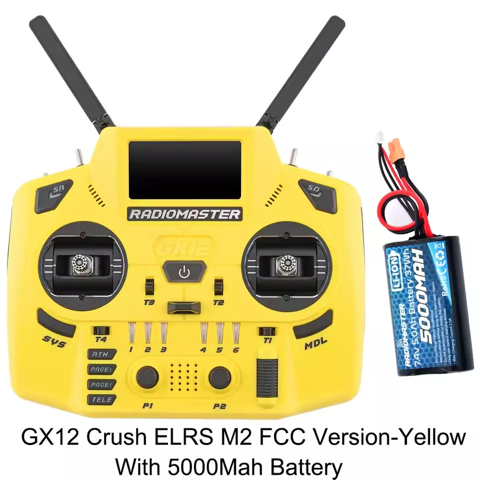 Radiomaster GX12 Crush 1000HZ 3D Digital CNC Hall Gimbal Dual Band Antenna Gemini XROSSBAND EXpressLRS Dopamine Radio Controller