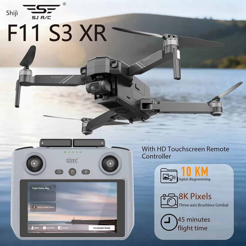 SJRC F11 S3 XR 4K Drone 3-Axis Gimbal EIS HD Camera GPS 5G WiFi Brushless Quadcopter Remote Control With Screen