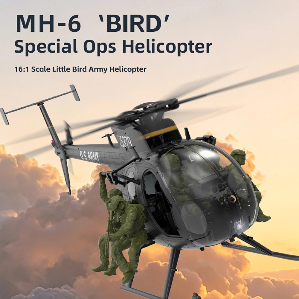 YUXIANG F118S MH-6 Little Bird 250-Class 1/16 Scale FPV 5-Blade Flybarless GPS RTF RC Military Helicopter