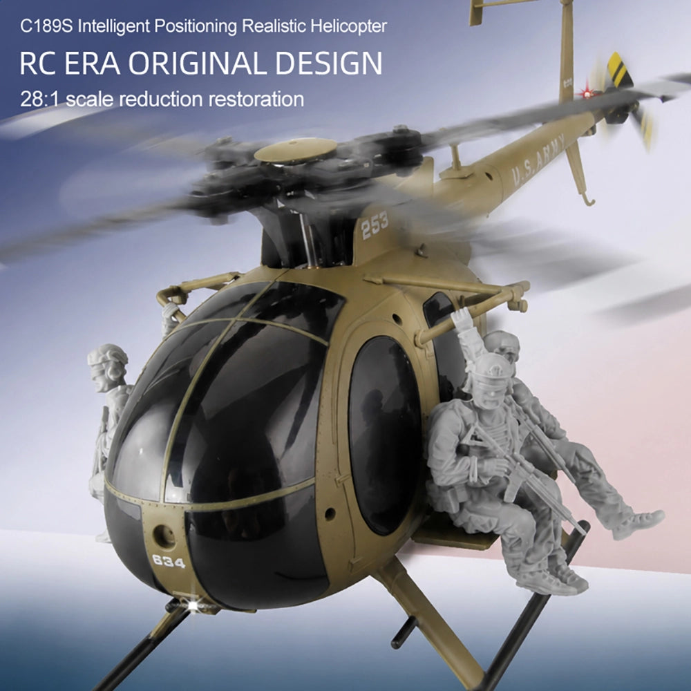 RCERA C189S MD500 Bird RC Helicopter 1:28 Dual Brushless Pneumatic High Optical Flow Positioning Helicopter
