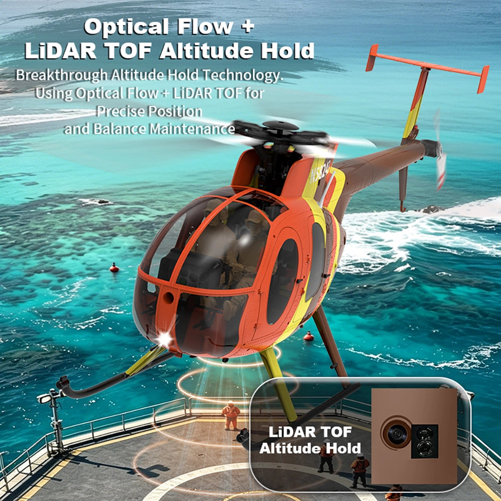 YUXIANG F118S MH-6 Little Bird 250-Class 1/16 Scale FPV 5-Blade Flybarless GPS RTF RC Military Helicopter