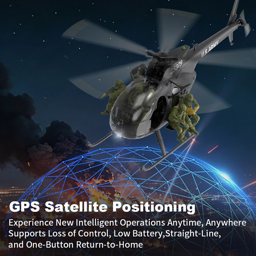 YUXIANG F118S MH-6 Little Bird 250-Class 1/16 Scale FPV 5-Blade Flybarless GPS RTF RC Military Helicopter