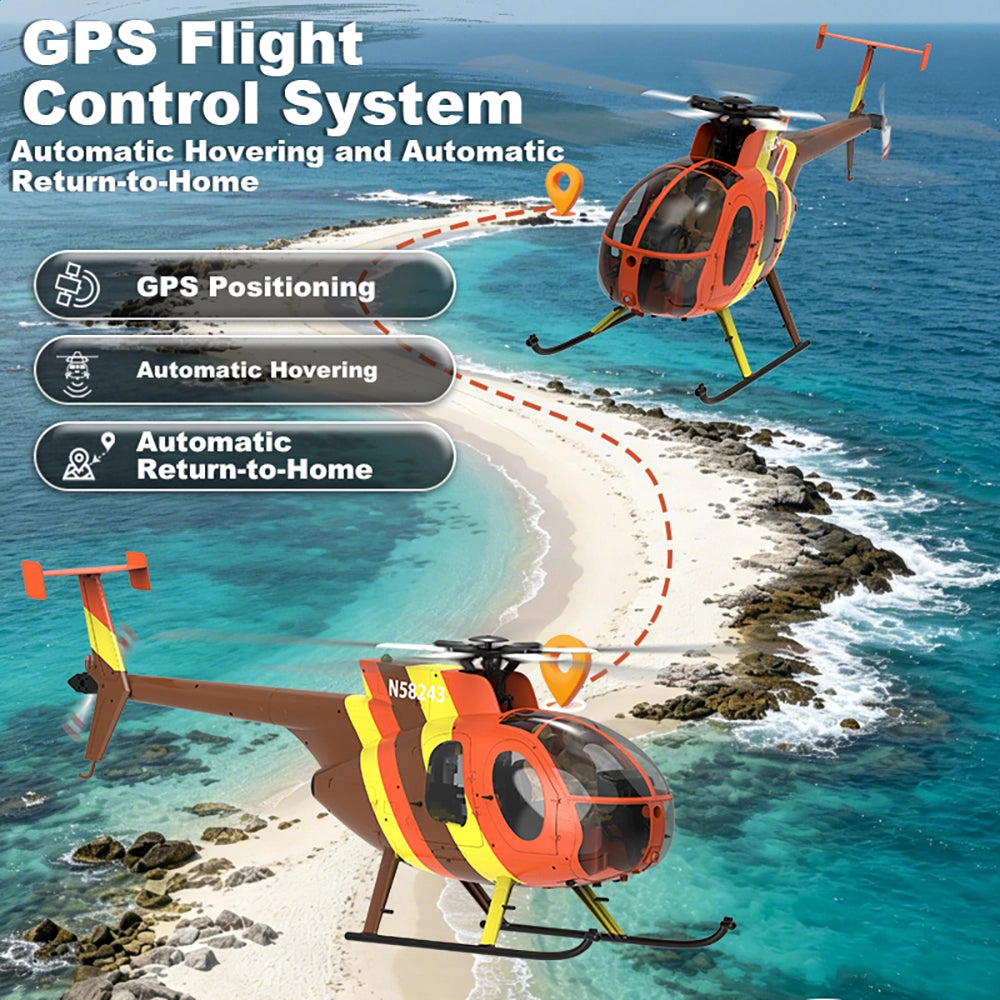 YUXIANG F118S MH-6 Little Bird 250-Class 1/16 Scale FPV 5-Blade Flybarless GPS RTF RC Military Helicopter