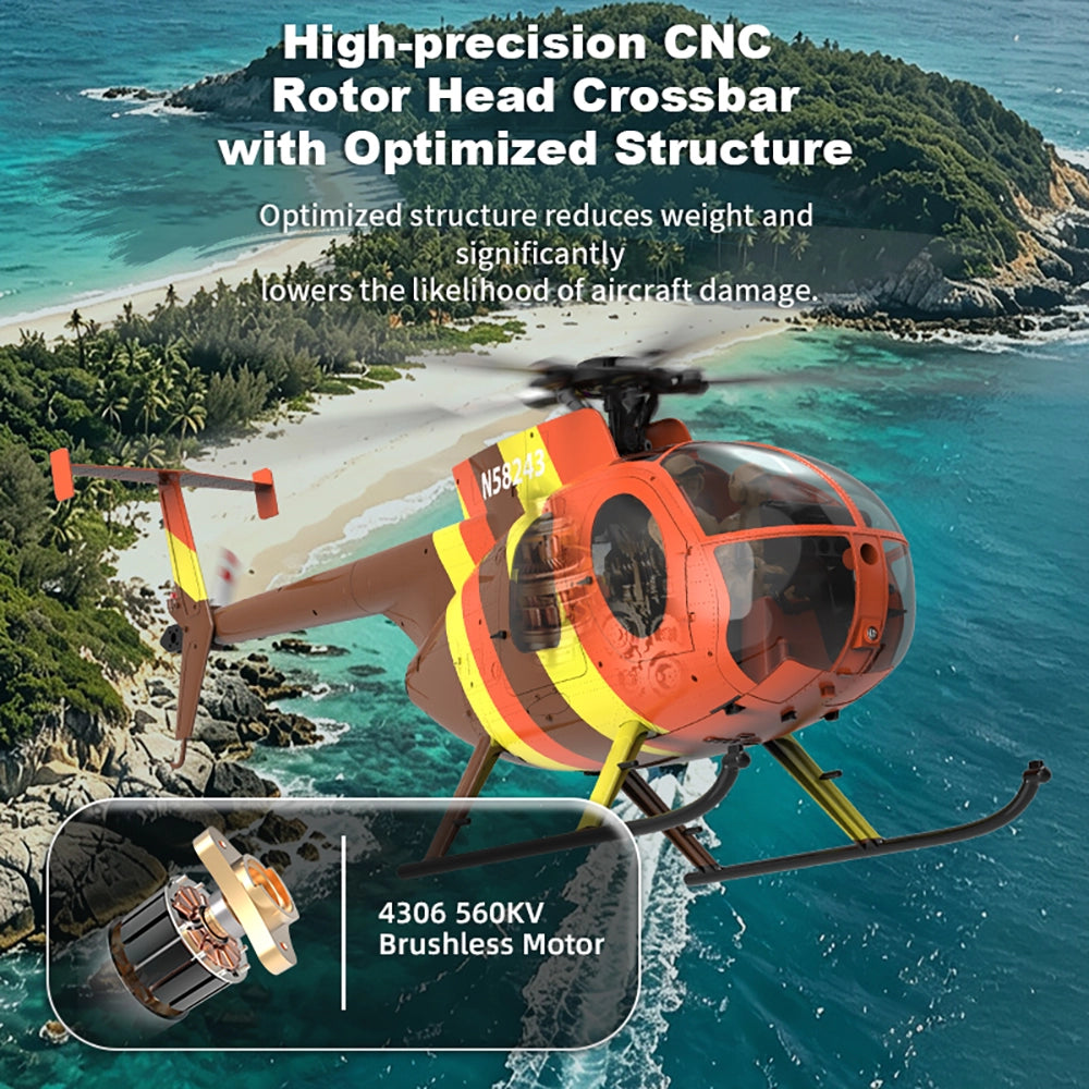 YUXIANG F118S MH-6 Little Bird 250-Class 1/16 Scale FPV 5-Blade Flybarless GPS RTF RC Military Helicopter