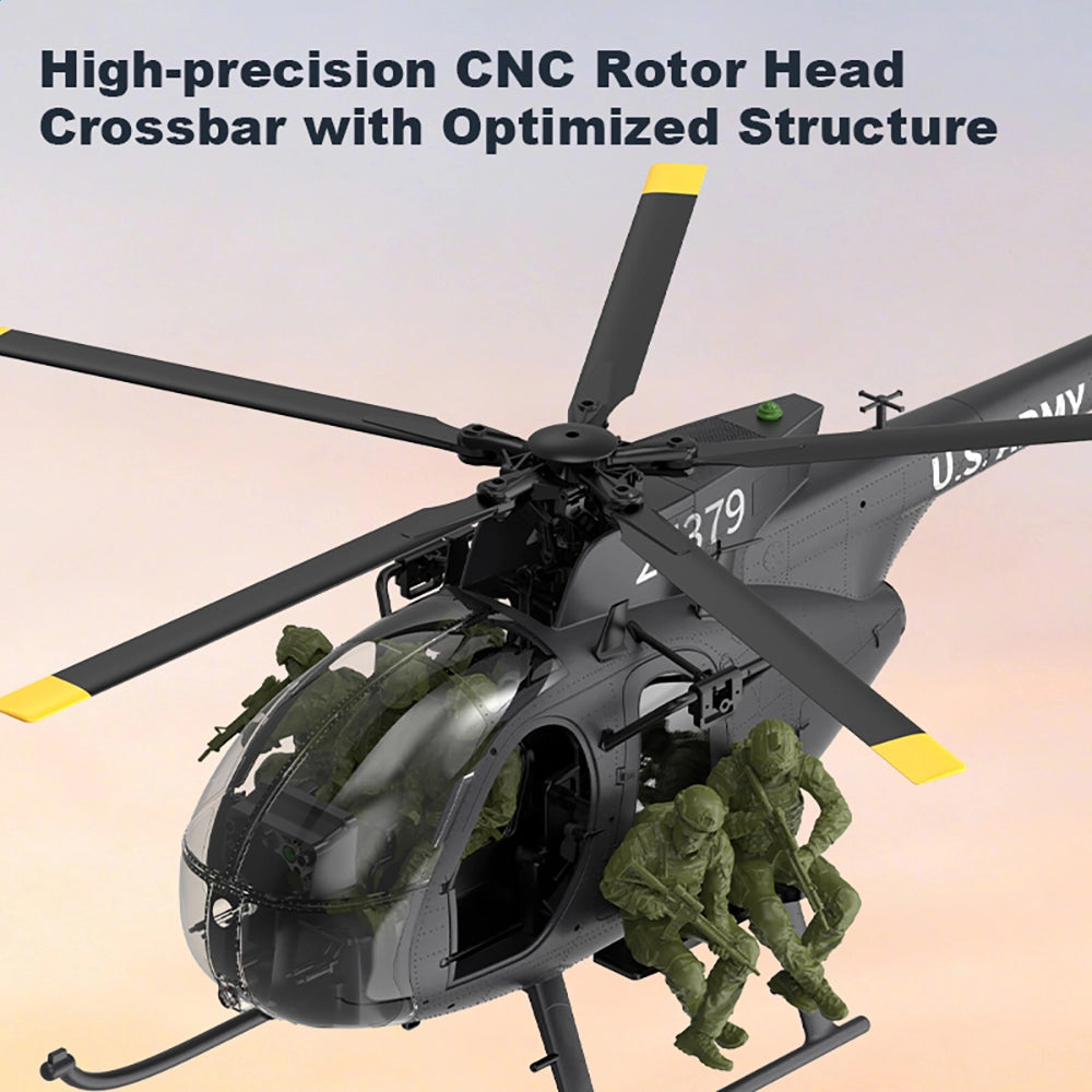 YUXIANG F118S MH-6 Little Bird 250-Class 1/16 Scale FPV 5-Blade Flybarless GPS RTF RC Military Helicopter