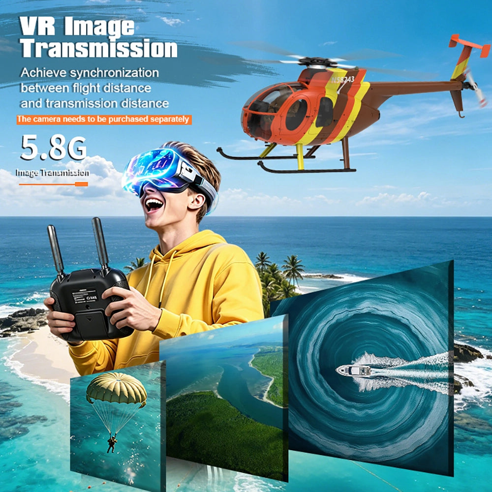 YUXIANG F118S MH-6 Little Bird 250-Class 1/16 Scale FPV 5-Blade Flybarless GPS RTF RC Military Helicopter