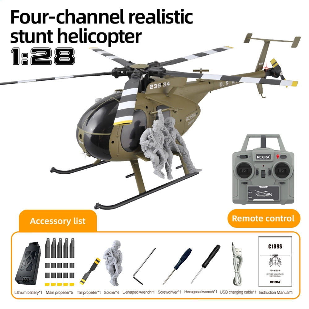 RCERA C189S MD500 Bird RC Helicopter 1:28 Dual Brushless Pneumatic High Optical Flow Positioning Helicopter