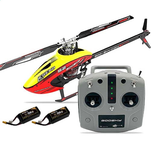 Professional RC helicopter with realistic scale design and remote transmitter