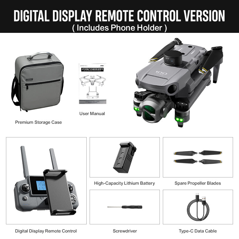 SMRC WING100 Upgraded version 8K Drone 3-Axis Gimbal Obstacle Avoidance 5G GPS Quadcopter Optional Screen Remote Control
