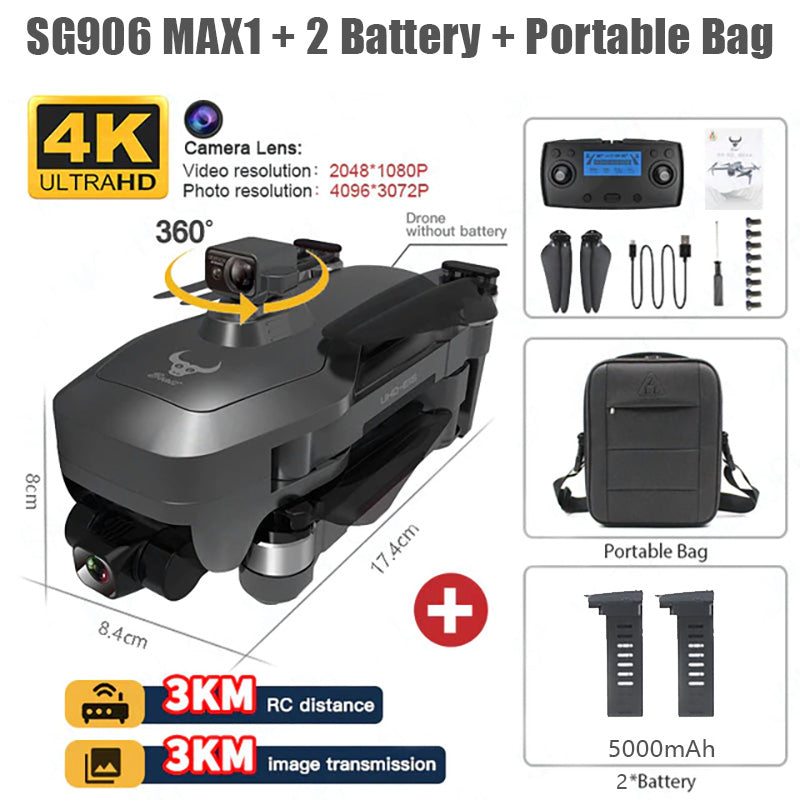 ZLL SG906 MAX1 Beast 3+ Drone 4K 3-Axis Gimbal 3KM FPV Obstacle Avoidance GPS 5G WIFI Quadcopter Upgraded 5000mAh Battery