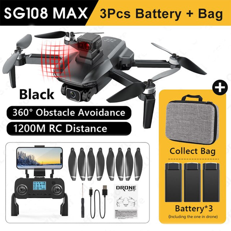 4K Drone ZLL SG108 MAX 360° Obstacle Avoidance GPS 5G WIFI Brushless Foldable Quadcopter
