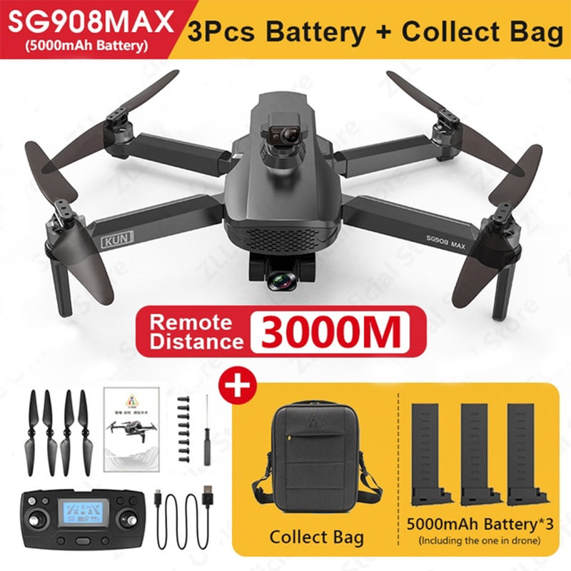 4K Drone 3-Axis Gimbal Camera ZLL SG908 MAX 3KM FPV Brushless GPS 5G WIFI Professional Quadcopter