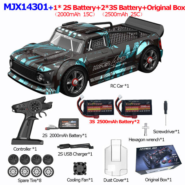 MJX 14301 14302 Hyper Go RC Car 1 14 4WD Brushless Drift Rally Car 2.4G Buggy Metal Chassis Hydraulic Shock Absorber RC Toys