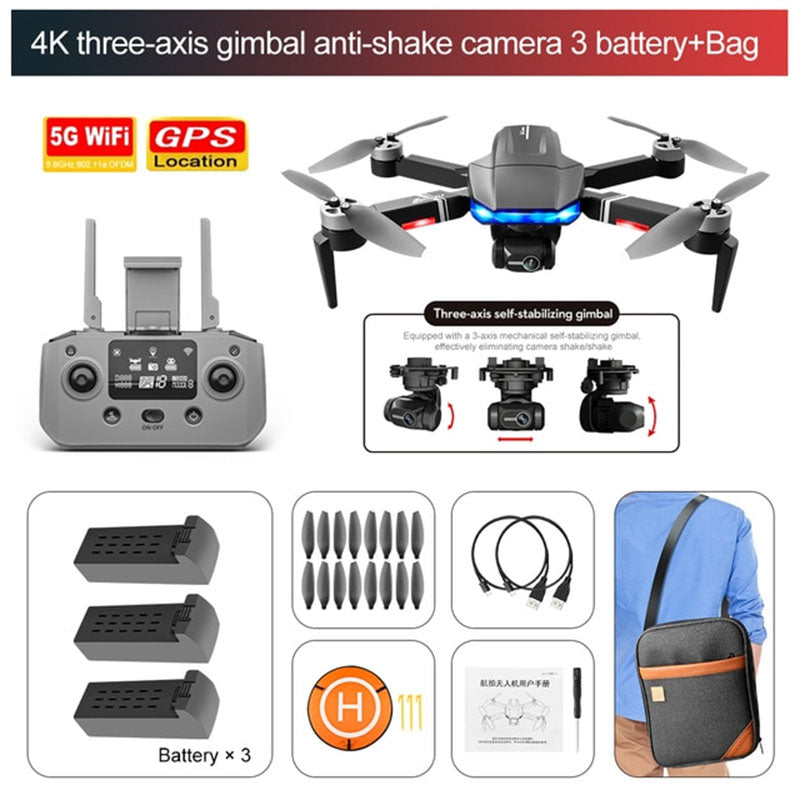 New Drone S7S 3-Axis Gimbal 4K Camera Aerial Pography Brushless Motor Foldable Quadcopter Toys