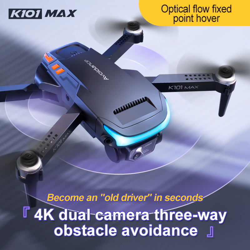 RC Drone K101MAX 4K HD Dual Camera Optical Flow Positioning ESC 3-Way Obstacle Avoidance Folding RC Quadcopter