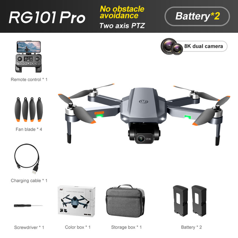 RC Drone RG101 PRO 2-Axis Mechanical Gimbal Obstacle Avoidance 8K ESC Camera 5G WIFI GPS Brushless Quadcopter