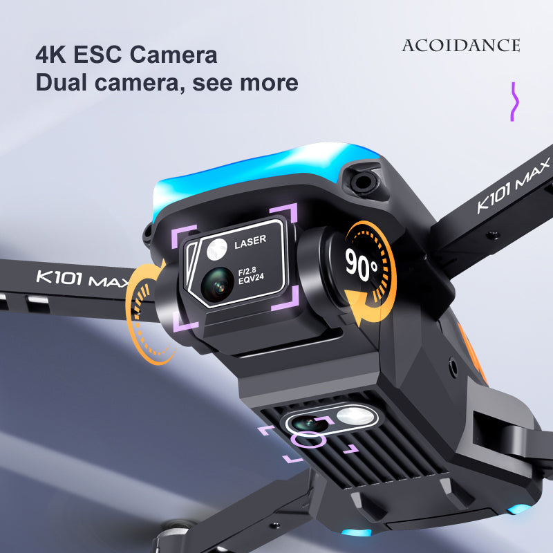 RC Drone K101MAX 4K HD Dual Camera Optical Flow Positioning ESC 3-Way Obstacle Avoidance Folding RC Quadcopter