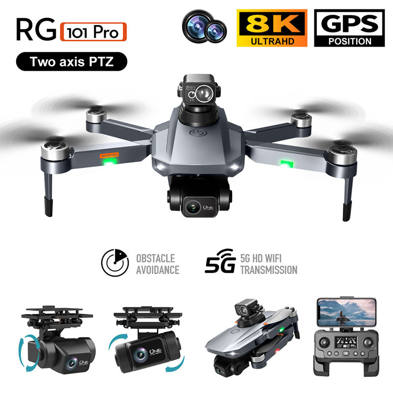 RC Drone RG101 PRO 2-Axis Mechanical Gimbal Obstacle Avoidance 8K ESC Camera 5G WIFI GPS Brushless Quadcopter