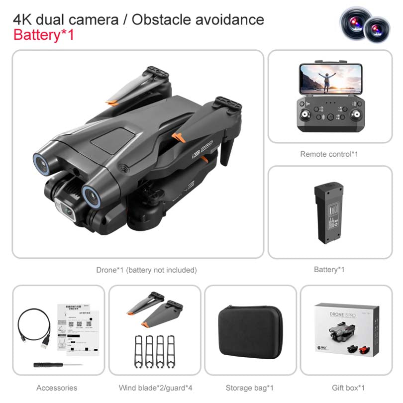 New Drone 4k Hd Dual Camera i3 Pro Obstacle Avoidance Optical Flow Quadcopter Toys